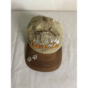 Vintage Denver Colorado ZOO Rhino Rhinoceros Hat Green Brown Adjustable